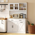 HOMCOM 69" H Pantry Cabinet with Charging Station - White-A large countertop provides space for meal prep and small appliances 