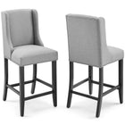 Modway Baron Upholstered Fabric Counter Stool - Light Gray - Set of 2-Elegant Modern Counter Stool