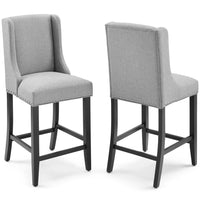 Modway Baron Upholstered Fabric Counter Stool - Light Gray - Set of 2-Elegant Modern Counter Stool