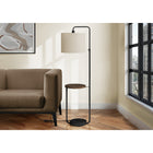 Monarch Specialties 67" H Contemporary Floor Lamp - Black Metal / Ivory / Cream Shade-A practical built-in dark brown laminate shelf with a USB port included is convenient for device charging within reach, making it a functional accent piece