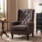 HOMCOM Fabric Accent Chair with Wood Legs - Rolled Arms for Bedroom - Brown-Thick padded over-sized seat and backrest wraps you in comfort
