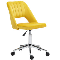 Vinsetto Armless Swivel Computer Desk Chair - Yellow-Simple line design with thick padding for extra comfort