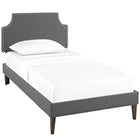 Modway Corene Fabric Twin Platform Bed with Squared Tapered Legs - Grey-Wood Frame / Particleboard Panel