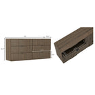 Manhattan Comfort Clive 72" Mid-Century Modern 6-Drawer Double Dresser - Walnut Brown-Drawers open on 0.75-extension tracks for smooth, convenient access