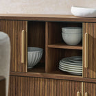 Modway Radcliffe 63" Curved Fluted Sideboard Buffet Cabinet - Walnut-Cable Management Holes With Covers