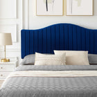 Modway Juniper Channel Tufted Performance Velvet Full Platform Bed with Gold Metal Legs - Navy-Wood Slat Support System