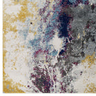 Modway Entourage Adeline Contemporary Modern Abstract Area Rug - 8 ft W x 10 ft L - Blue Grey Yellow Ivory Pink-Stain Resistant / Easy to Clean
