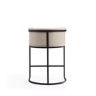 Manhattan Comfort Cosmopolitan 23.7" Mid-Century Modern Faux Leather Upholstered Counter Stool - Cream and Black - 2 Pack-21" L x 22" W x 33.8" H