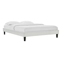 Modway Reign Performance Velvet Full Platform Bed Frame - Light Grey-Upholstered Full Platform Bed Frame