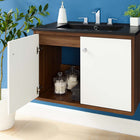 Modway Transmit 30" Wall-Mount Bathroom Vanity - Walnut/Black-Ceramic Sink Basin
