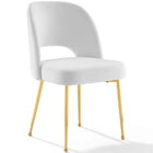 Modway Rouse Dining Room Side Chair - White - 2 Pack-Gold Stainless Steel Legs