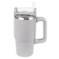 Link Products Double Wall Tumbler with Plastic Straw - Grey-Tumbler-Grey