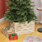 HOMCOM - Boîte à collier d'arbre de Noël en bois 24" finition en bois vieilli-Cacher l'arbre de Noël représente une apparence soignée 