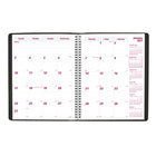 Brownline 2027 14-Month Monthly Planner Soft Cover - 11" x 8-1/2" - Black-Twin-wire binding with soft lizard-like cover