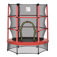Outsunny Kids Trampoline with Enclosure Net - 55" Dia. - Red-Provide your child with hours of bouncing fun with this trampoline 