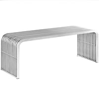Modway Pipe 47" Stainless Steel Bench - Silver-Modern Bench