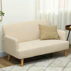 HOMCOM 2 Seater Sofa Couch with Thick Padding and Wood Legs - Cream White-Velvet-feel fabric is gentle on the skin