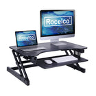 Rocelco 32" Sit-To-Stand Adjustable Height Desk Riser with Easy-Lift Handles - Black-Easy and affordable solution to start enjoying the health benefits of standing while you work