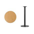 Flash Furniture 24'' Round Laminate Table Top, Natural with 18'' Round Bar-Height Table Base (XURD24NTTR18B)-Natural Laminate Top