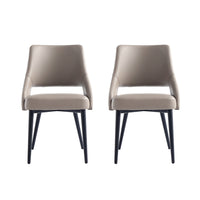 Manhattan Comfort Tremont 21.7" Modern Leatherette Upholstered Dining Chair - Taupe - Set of 2-Modern Dining Chair for Dining Room and Task Use. Set of 2