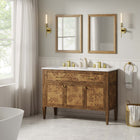 Modway Elysian 48" Wood Double Sink Bathroom Vanity - White/Brown-8" Centerset Holes