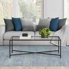Hudson&Canal Henley 48"W Rectangular Coffee Table with Glass Top - Blackened Bronze-Clean with a soft, dry cloth and no harsh chemicals or abrasive cleaning materials