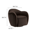 Modway Compose Performance Velvet Swivel Armchair - Chocolate Brown-Wood Frame