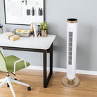 Seville Classics UltraSlimLine Oscillating Tower Fan with Light - White-Remote control for convenient access (1 cell battery included)