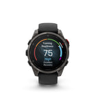 Garmin fēnix 8 Pro Multisport GPS Smartwatch - 47 mm - Carbon Grey DLC Titanium with Black/Pebble Grey Silicone Band-ADVANCED MAP NAVIGATION - Navigate your adventures by using preloaded TopoActive maps with relief shading — plus built-in maps for golf courses and ski resorts around the world. A dynamic round-trip routing feature offers suggested routes to bring you back to your starting point on time.