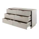 Manhattan Comfort Granville 55.04" Modern Double Wide Dresser - Light Grey-Featuring 25mm of Board Thickness Made of High Quality Solid Wood and Solid Wood Ribbed Drawer Front.