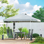 Outsunny 9.6 ft W x 9.6 ft L Pop Up Canopy Tent with Pockets - 1-Button Push - Light Grey-Eight holes prevent rainwater pooling for less maintenance