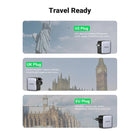 UGREEN 65W GaN Worldwide Travel Fast Charger - 1x USB-A/2x USB-C-Powerful and Compact: With a built-in GaN chip, the charger is smaller, charges faster, and is more energy efficient. This makes the international travel adapter easy to take with you during your holiday abroad without taking up too much usable space in your case.