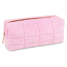 Fashion Stationery Quilted Plush Pencil Case - 7.87" L x 3.14" W x 3.14" H - Pink-Ideal for holding pens, pencils and small accessories
