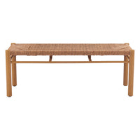 Zuo Iska Bench - Natural-Weather resistant faux wood aluminum frame with synthetic rattan weave