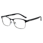 Gry Mattr Blue Light Glasses - PUNCTUAL - 1.50-Matte Black metal and shiny black plastic temple