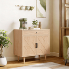 HOMCOM 30" Farmhouse Sideboard Buffet Cabinet with Drawer & Storage Shelf - Oak-This 29.9" W x 13.8" D x 31.5" H buffet cabinet is well-suited for your dining room or entryway