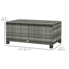 Outsunny Rattan Coffee Table with Tempered Glass Top Outdoor Garden Patio - Grey-Waterproof and UV-resistant PE rattan