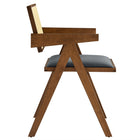Modway Thera Vegan Leather Cane Dining Armchairs - Walnut/Black - 2 Pack-Assembly Required