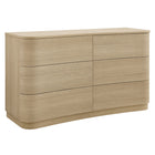 Modway Mirae 6-Drawer Curved Dresser - Brushed Light Oak-6-Drawer Horizontal Dresser