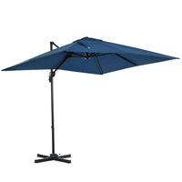 Outsunny 8' L x 8' W Square Patio Hanging Offset Umbrella with 360° Rotation - Dark Blue-Attractive and stylish offset market patio umbrella provides extra protection from the weather elements with its superior tilt and crank design  