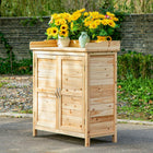 Outsunny Wood Garden Shed with Inner Shelf & Double Doors-Lockable structure keeps items secure and prevents accidental openings  
