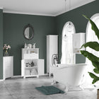 Kleankin Tall Bathroom Storage Cabinet with Adjustable Shelves - White-Two alloy handle is stylish and convenient for opening the door