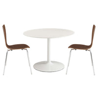 Modway Revolve 3-Piece Dining Set - White Walnut-Chairs: Solid Plywood Seat