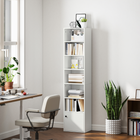 HOMCOM 7-Tier Bookcase with Adjustable Shelf and Cabinet - White-Includes three height-adjustable shelves to fit different item sizes 