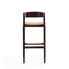 Manhattan Comfort Klismos 20" Mid-Century Modern Faux Leather Upholstered Bar Stool - Camel and Dark Walnut-Seat Height: 30.5"