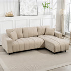 HOMCOM 3 Seater L-Shaped Sectional Couch with Integrated Seat - Beige-Enjoy the integrated single-piece cushion, more comfortable and safer