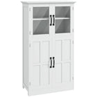 HOMCOM 23.6" L Storage Cabinet for Living Room - White-Elegant design, features glass doors, window pane-style doors and pure white colour