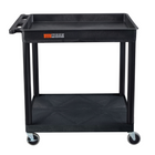 Luxor 2 Shelf Large Black Tub Cart (TC12-B)-Multipurpose utility cart ideal for use as serving or storage cart, garden wagon, and more
