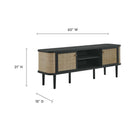 Modway Miramar 60" Wood TV Stand - Black-Adjustable Center Shelf