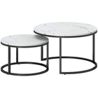 HOMCOM 31" Round Nesting Tables with Faux Marbled Top - White - 2 Pack-Includes two coffee tables, a perfect addition to your home